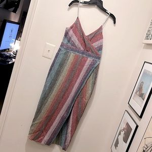 SAYLOR -LARGE MEGHAN MIDI SEQUIN FAUX WRAP DRESS ADJUSTABLE STRAPS EUC MSRP $297